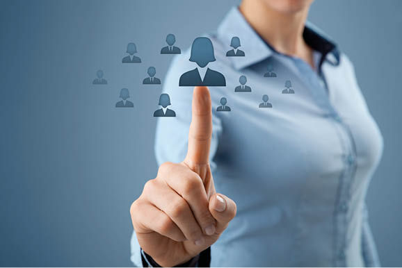 Woman human resources officer realize gender equality by choosing woman employee  Women in business, CRM, data mining and gender equality quotes concept also  