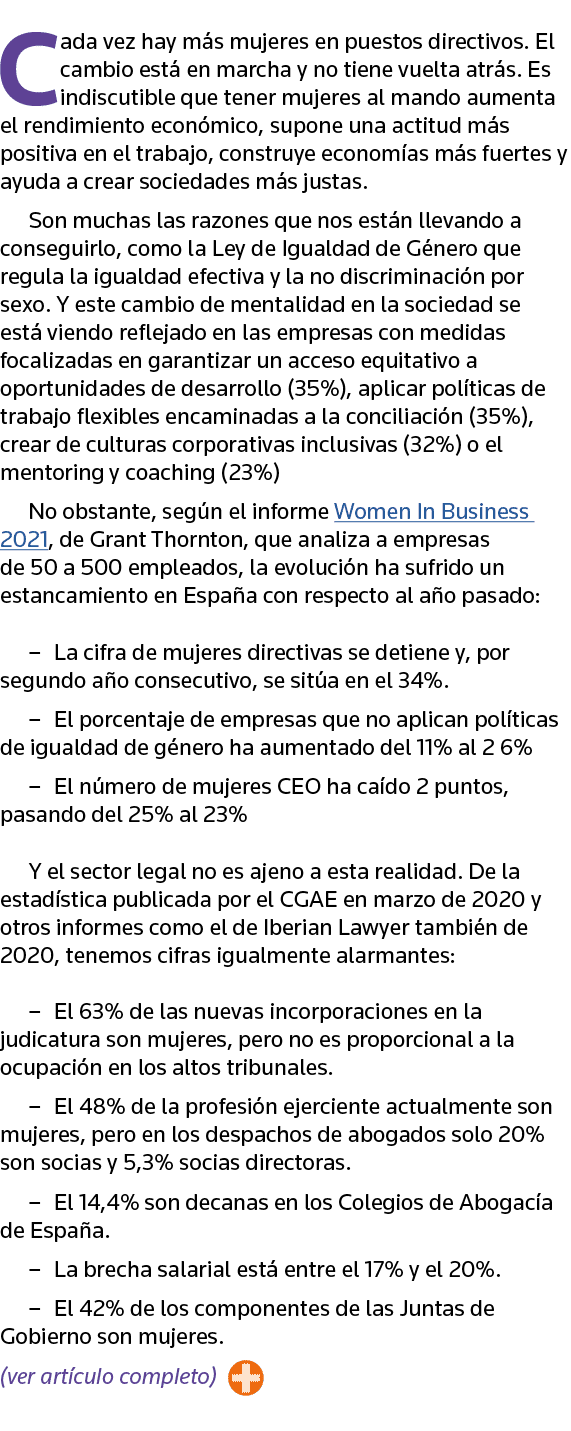 Cada vez hay más mujeres en puestos directivos  El cambio está en marcha y no tiene vuelta atrás  Es indiscutible que   