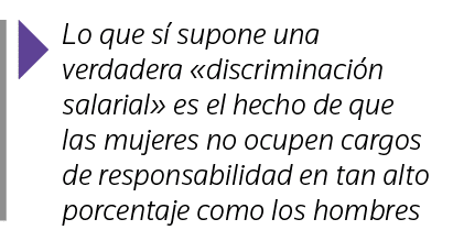  Lo que sí supone una verdadera  discriminación salarial  es el hecho de que las mujeres no ocupen cargos de responsa   