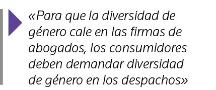   Para que la diversidad de género cale en las firmas de abogados, los consumidores deben demandar diversidad de géne   