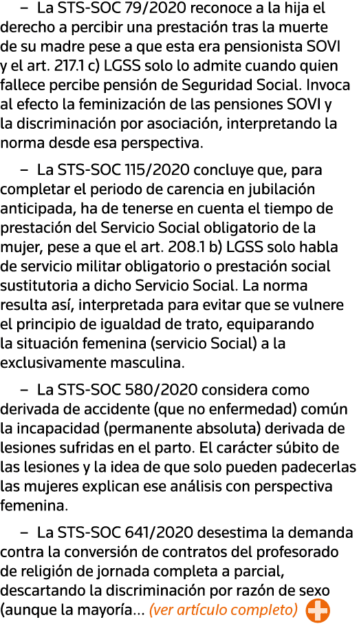   La STS-SOC 79 2020 reconoce a la hija el derecho a percibir una prestación tras la muerte de su madre pese a que es   