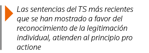  Las sentencias del TS más recientes que se han mostrado a favor del reconocimiento de la legitimación individual, at   