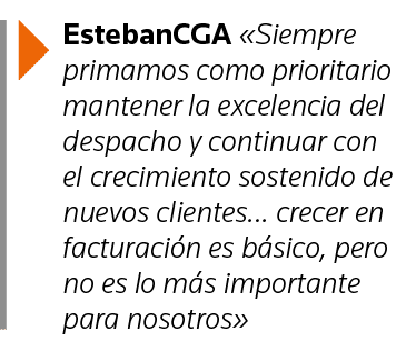  EstebanCGA  Siempre primamos como prioritario mantener la excelencia del despacho y continuar con el crecimiento sos   
