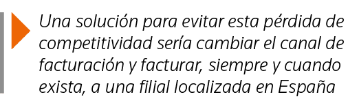  Una solución para evitar esta pérdida de competitividad sería cambiar el canal de facturación y facturar, siempre y    