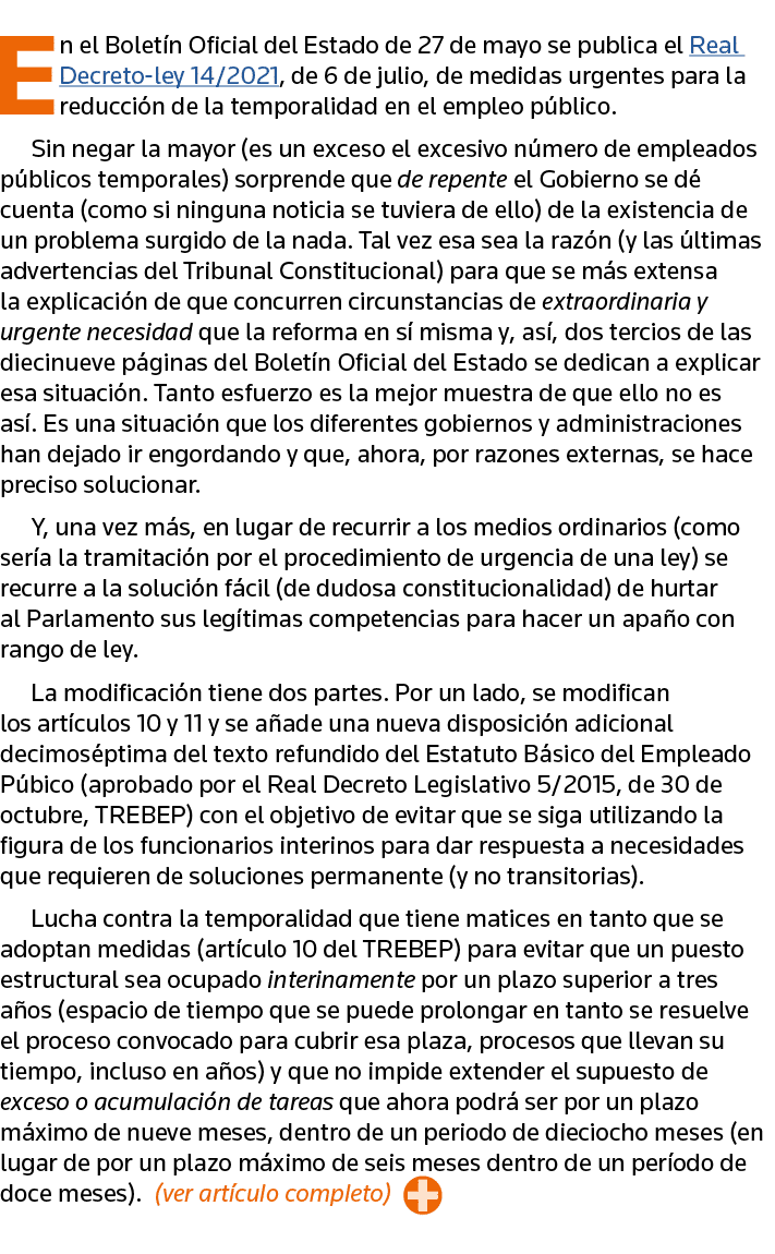 En el Boletín Oficial del Estado de 27 de mayo se publica el Real Decreto-ley 14 2021, de 6 de julio, de medidas urge   