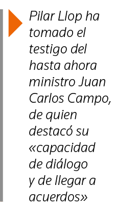  Pilar Llop ha tomado el testigo del hasta ahora ministro Juan Carlos Campo, de quien destacó su  capacidad de diálog   