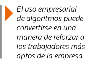 El uso empresarial de algoritmos puede convertirse en una manera de reforzar a los trabajadores más aptos de la empresa