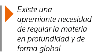  Existe una apremiante necesidad de regular la materia en profundidad y de forma global