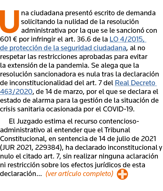Una ciudadana presentó escrito de demanda solicitando la nulidad de la resolución administrativa por la que se le san   