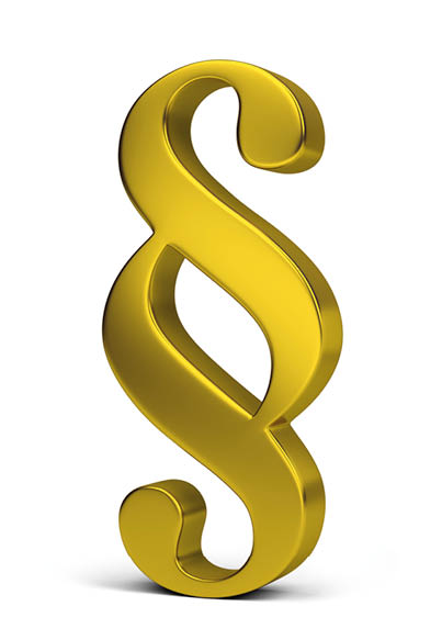 Golden paragraph symbol  3d image  Isolated white background 