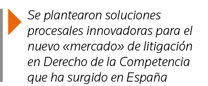  Se plantearon soluciones procesales innovadoras para el nuevo  mercado  de litigación en Derecho de la Competencia q   