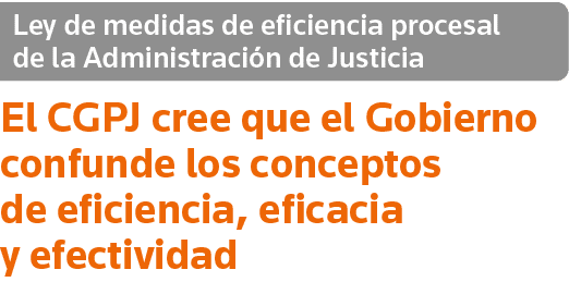 Ley de medidas de eficiencia procesal de la Administración de Justicia El CGPJ cree que el Gobierno confunde los conc   