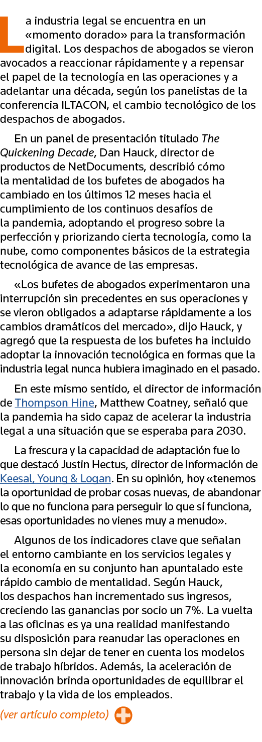 La industria legal se encuentra en un  momento dorado  para la transformación digital  Los despachos de abogados se v   