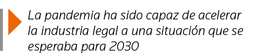  La pandemia ha sido capaz de acelerar la industria legal a una situación que se esperaba para 2030