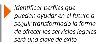  Identificar perfiles que puedan ayudar en el futuro a seguir transformado la forma de ofrecer los servicios legales    