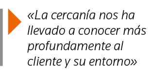   La cercanía nos ha llevado a conocer más profundamente al cliente y su entorno 
