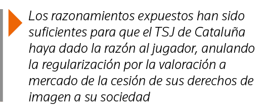  Los razonamientos expuestos han sido suficientes para que el TSJ de Cataluña haya dado la razón al jugador, anulando   