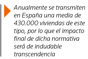  Anualmente se transmiten en España una media de 430 000 viviendas de este tipo, por lo que el impacto final de dicha   