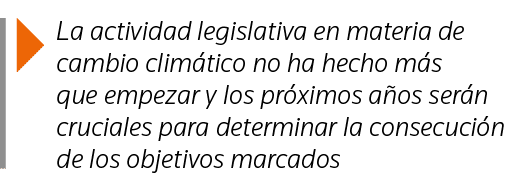  La actividad legislativa en materia de cambio climático no ha hecho más que empezar y los próximos años serán crucia   