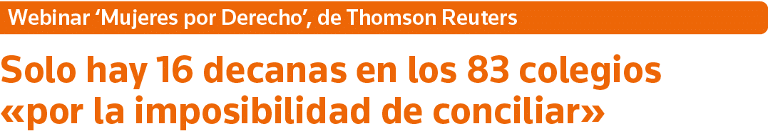 Webinar  Mujeres por Derecho , de Thomson Reuters Solo hay 16 decanas en los 83 colegios  por la imposibilidad de con   