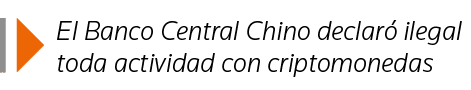 El Banco Central Chino declaró ilegal toda actividad con criptomonedas