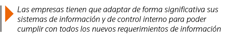  Las empresas tienen que adaptar de forma significativa sus sistemas de información y de control interno para poder c   