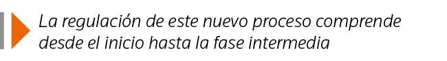  La regulación de este nuevo proceso comprende desde el inicio hasta la fase intermedia