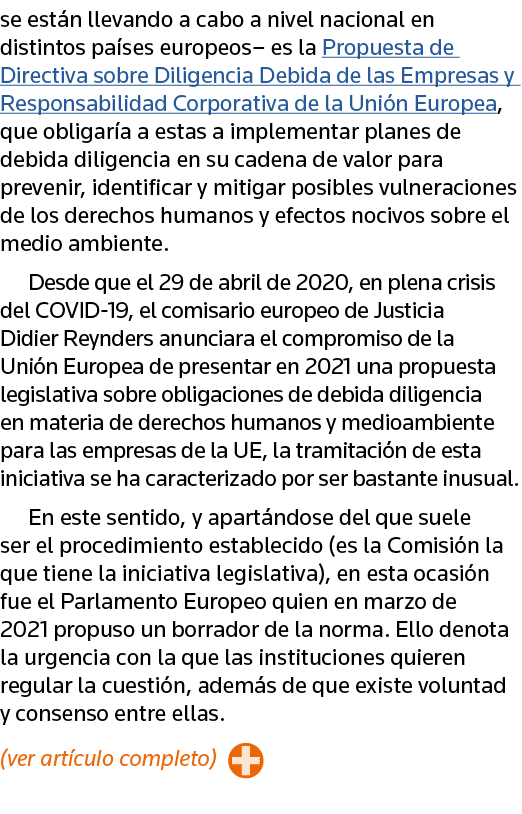 se están llevando a cabo a nivel nacional en distintos países europeos  es la Propuesta de Directiva sobre Diligencia   