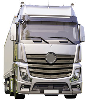 A modern semi-trailer truck isolated on white background