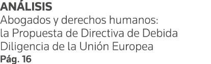 ANÁLISIS Abogados y derechos humanos: la Propuesta de Directiva de Debida Diligencia de la Unión Europea Pág  16