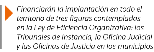  Financiarán la implantación en todo el territorio de tres figuras contempladas en la Ley de Eficiencia Organizativa:   