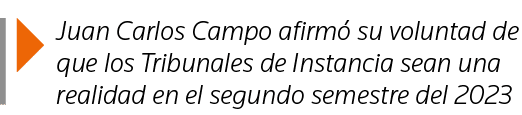  Juan Carlos Campo afirmó su voluntad de que los Tribunales de Instancia sean una realidad en el segundo semestre del   