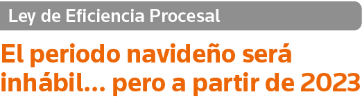 Ley de Eficiencia Procesal El periodo navideño será inhábil  pero a partir de 2023