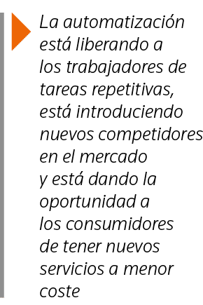  La automatización está liberando a los trabajadores de tareas repetitivas, está introduciendo nuevos competidores en   