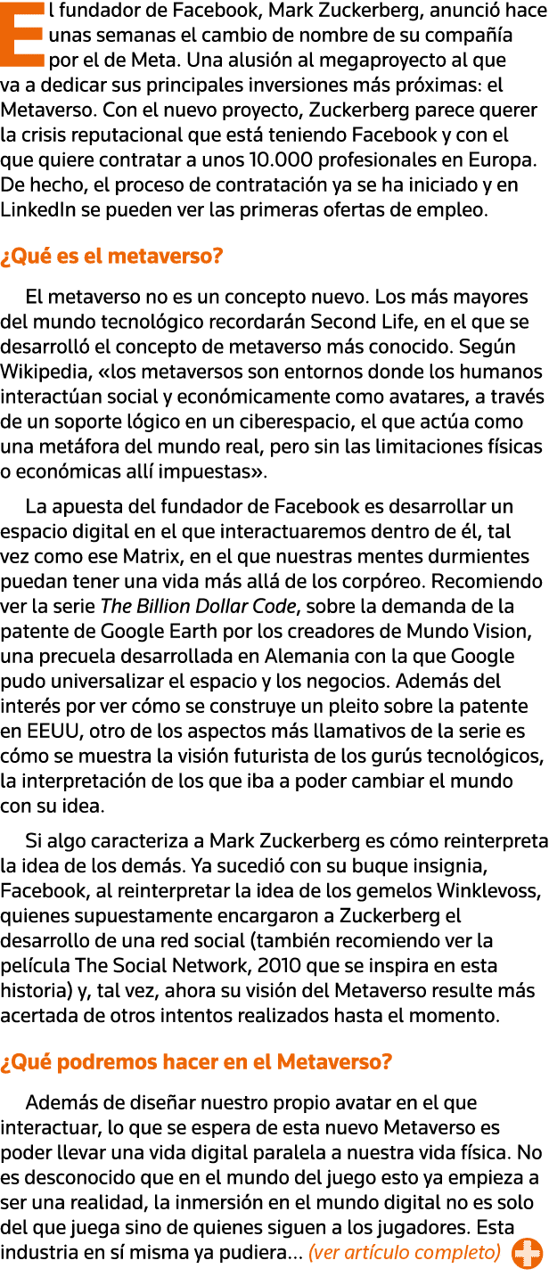 El fundador de Facebook, Mark Zuckerberg, anunció hace unas semanas el cambio de nombre de su compañía por el de Meta   