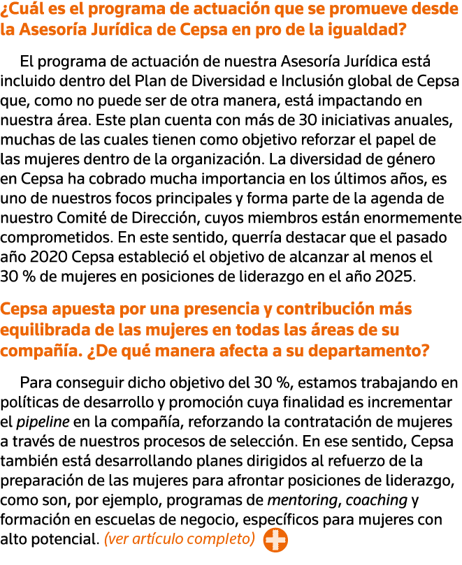  Cuál es el programa de actuación que se promueve desde la Asesoría Jurídica de Cepsa en pro de la igualdad  El progr   