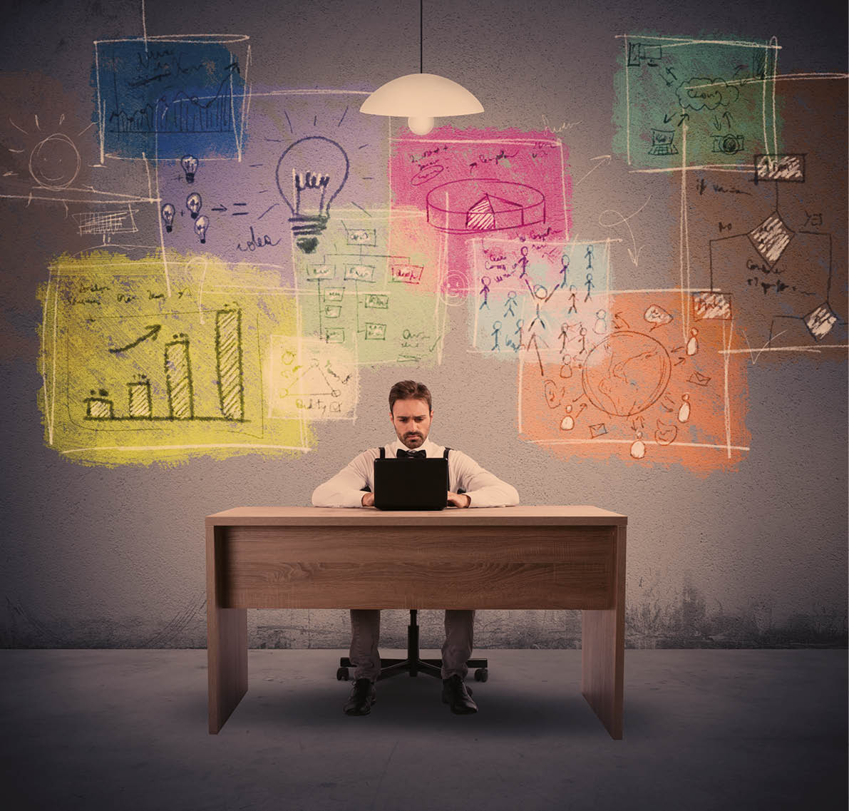 Working businessman think about a new idea