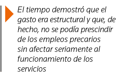  El tiempo demostró que el gasto era estructural y que, de hecho, no se podía prescindir de los empleos precarios sin   