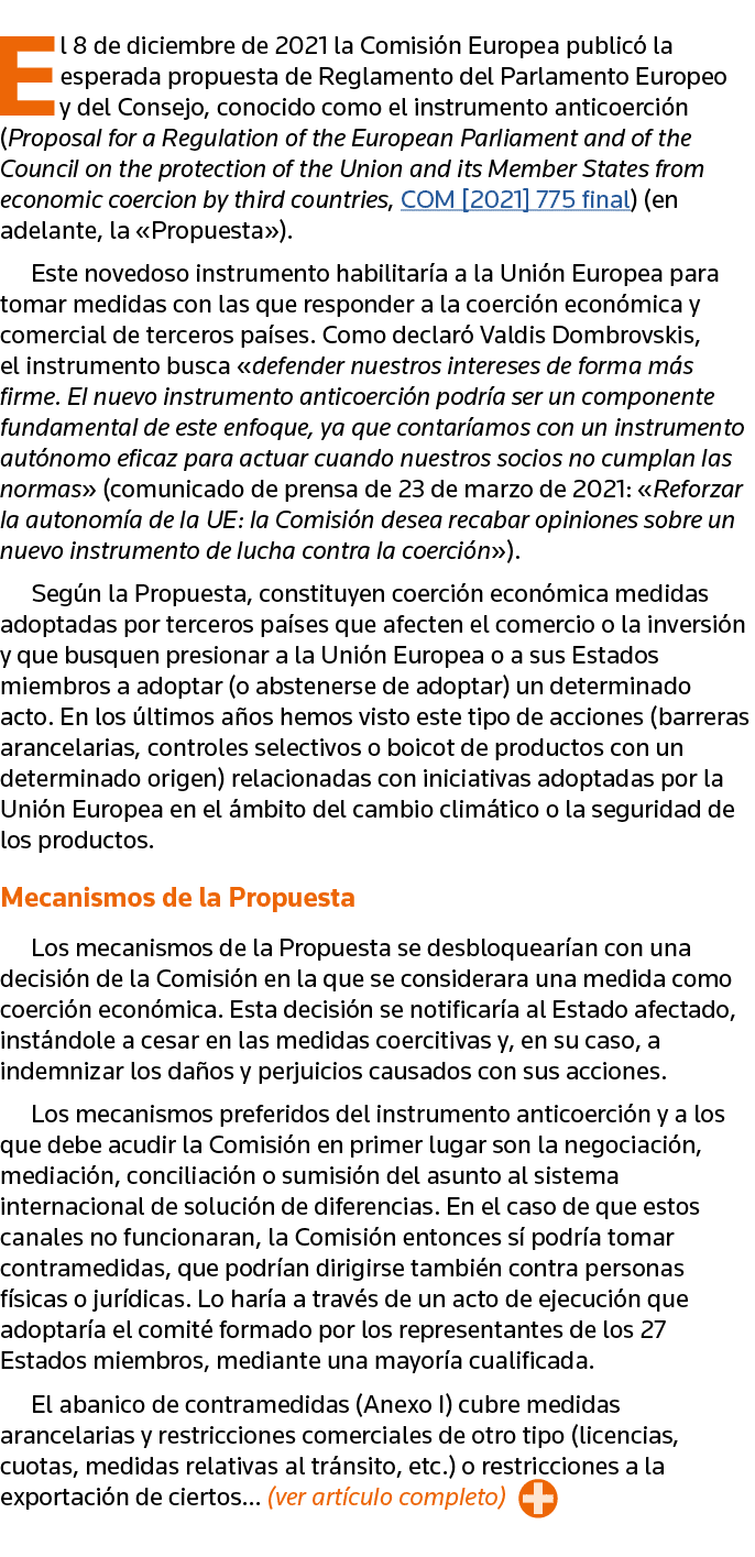El 8 de diciembre de 2021 la Comisión Europea publicó la esperada propuesta de Reglamento del Parlamento Europeo y de   