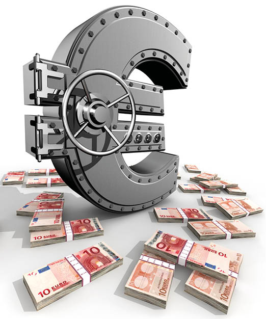 Synthesis from euro symbol and banking safe