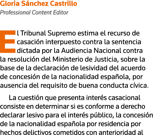 Gloria Sánchez Castrillo Professional Content Editor El Tribunal Supremo estima el recurso de casación interpuesto co   
