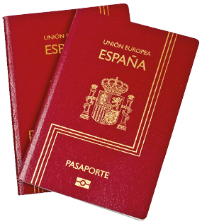 Two Spain passports isolated on white background  With clipping path included