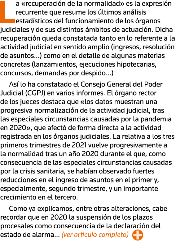 La  recuperación de la normalidad  es la expresión recurrente que resume los últimos análisis estadísticos del funcio   