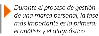  Durante el proceso de gestión de una marca personal, la fase más importante es la primera: el análisis y el diagnóstico