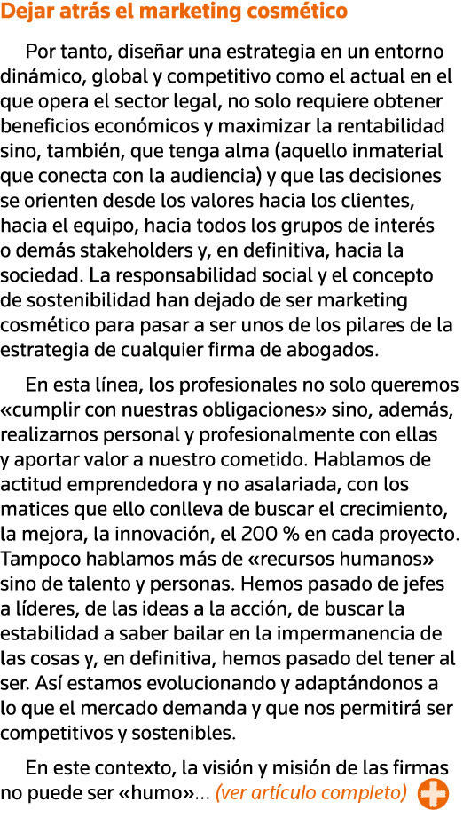 Dejar atrás el marketing cosmético Por tanto, diseñar una estrategia en un entorno dinámico, global y competitivo com   