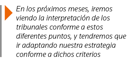  En los próximos meses, iremos viendo la interpretación de los tribunales conforme a estos diferentes puntos, y tendr   