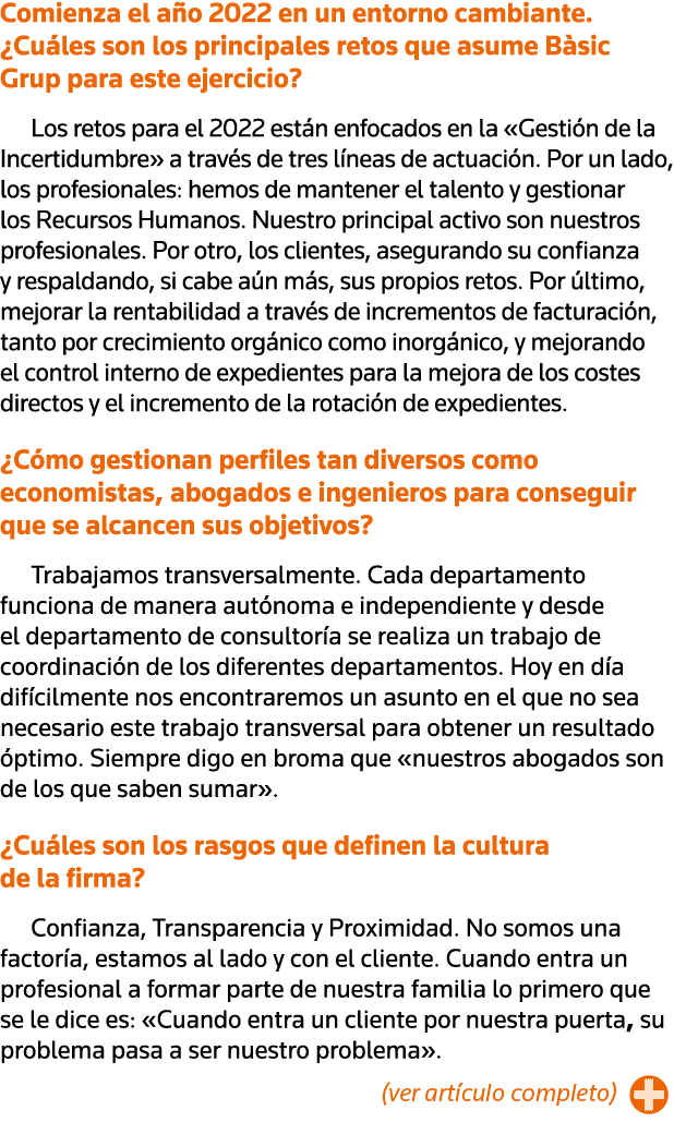Comienza el año 2022 en un entorno cambiante   Cuáles son los principales retos que asume Bàsic Grup para este ejerci   