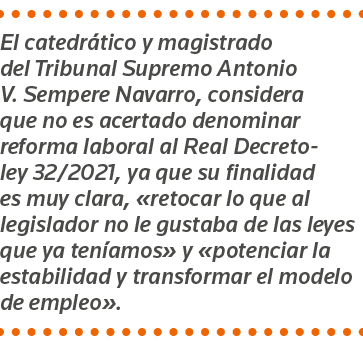 El catedrático y magistrado del Tribunal Supremo Antonio V  Sempere Navarro, considera que no es acertado denominar r   