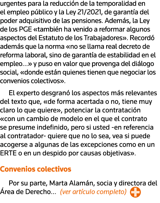 urgentes para la reducción de la temporalidad en el empleo público y la Ley 21 2021, de garantía del poder adquisitiv   