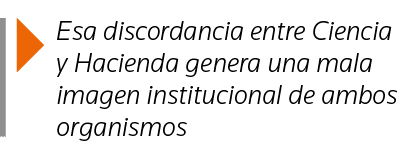  Esa discordancia entre Ciencia y Hacienda genera una mala imagen institucional de ambos organismos